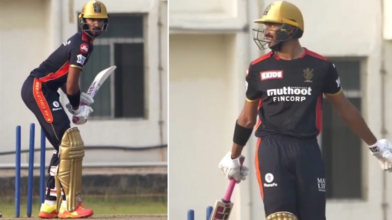 RCB vs KKR 10th IPL Match 2021: केकेआर के खिलाफ मैच से पहले Devdutt Padikkal ने बहाया जमकर पसीना, देखें दिल को जीत लेना उनका ये सिक्स