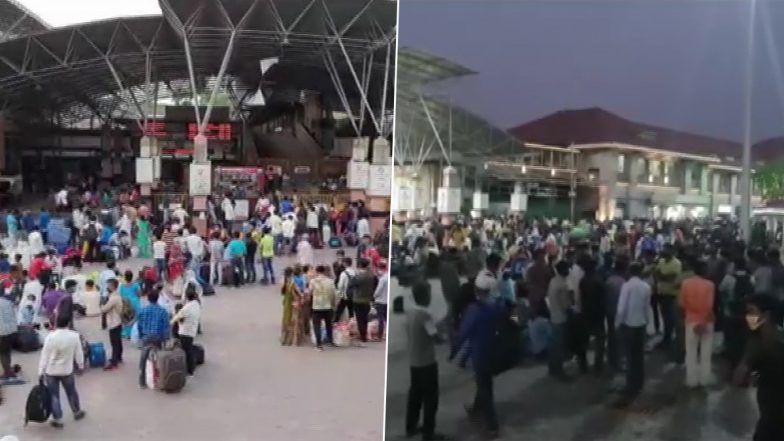 Maharashtra: पुणे स्टेशन पर दिखी प्रवासी मजदूरों की भारी भीड़, कोरोना के बढ़ते मामलों के बीच लॉकडाउन के डर से कर रहे हैं पलायन
