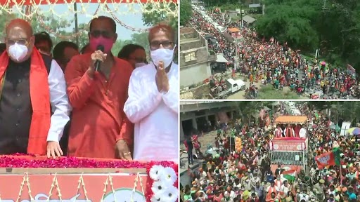 पश्चिम बंगाल: केंद्रीय गृह मंत्री अमित शाह ने 24 परगना जिले में किया रोड शो
