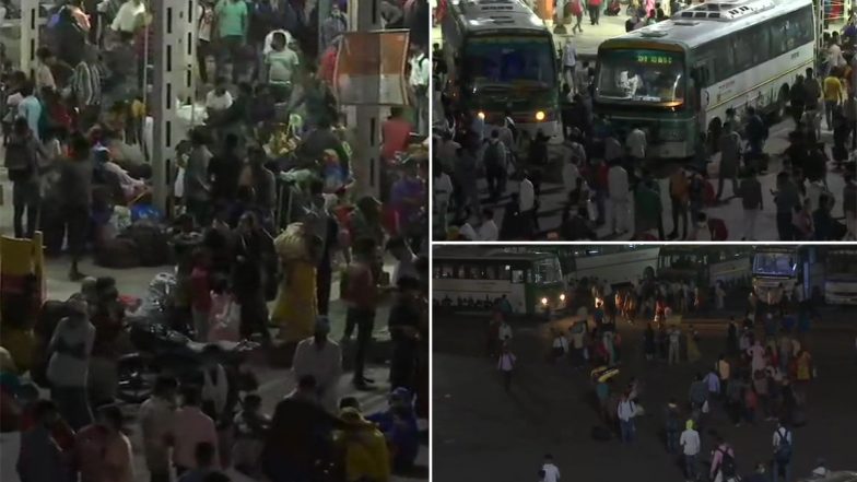 Delhi: आनंद विहार बस टर्मिनल पर बढ़ी भीड़, सोशल डिस्टेंसिंग की उड़ी धज्जियां