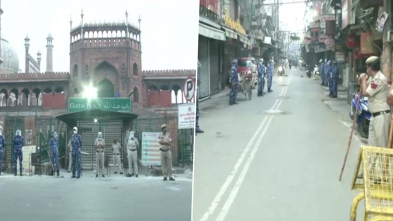 Eid 2021: ईद के मौके पर दिल्ली के जामा मस्जिद के बाहर सुरक्षा बल तैनात