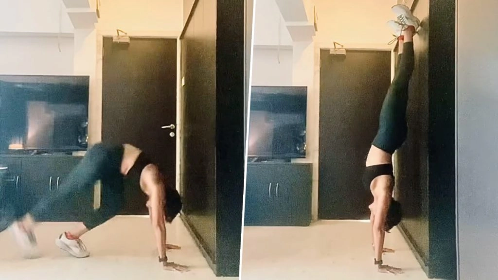 हाथों के बल खड़ी होकर मंदिरा बेदी ने दिखाई कमाल की फिटनेस, देखें वीडियो