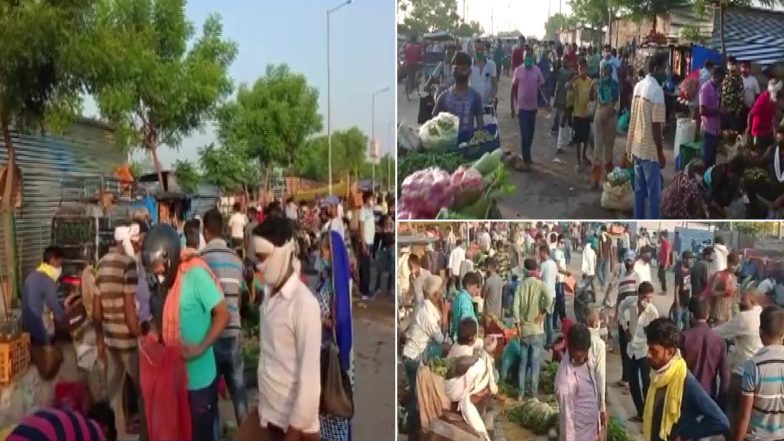 Uttar Pradesh: प्रयागराज की सब्ज़ी मंडी में लोगों की भारी भीड़, कोरोना के नियमों की उड़ी धज्जियां