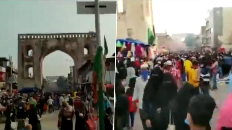 Hyderabad: लॉकडाउन के बावजूद ईद से पहले चारमीनार इलाके के बाजारों में घूमते दिखे लोग, देखें VIDEO