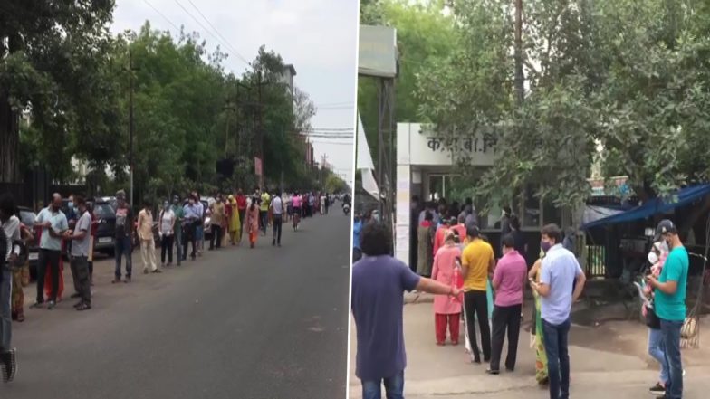 UP: नोएडा में वैक्सीन लगवाने के लिए 18-44 वर्ष के लोगों ने लगाई लंबी कतार