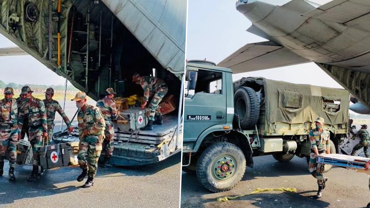 भारतीय सेना की और पहल, हवाई जहाज से पहुंचाए दो फील्ड अस्पताल बिहार