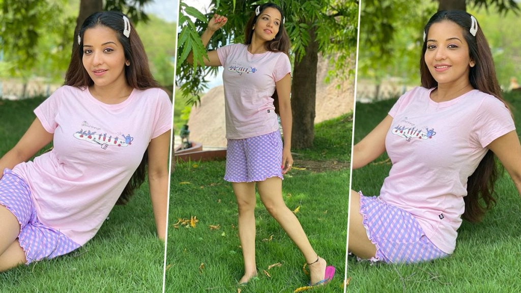 मोनालिसा ने गुलाबी टी-शर्ट पहनकर दिखाया खुशनुमा अंदाज, देखें लेटेस्ट तस्वीरें