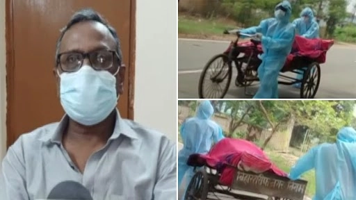 बिहार के नालंदा जिले में एम्बुलेंस न मिलने पर परिजन काचरा गाड़ी में शव लाने को हुए मजबूर