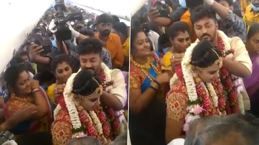 Viral Video: कोविड प्रतिबंधों से बचने के लिए मदुरै के इस जोड़े ने उड़ते विमान में रचाई शादी, देखें वीडियो
