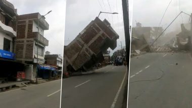 Bihar: जहानाबाद के मखदुमपुर बाजार में ट्रक के गुजरते ही धड़ाम से गिरा तीन मंजिला मकान, देखें VIDEO
