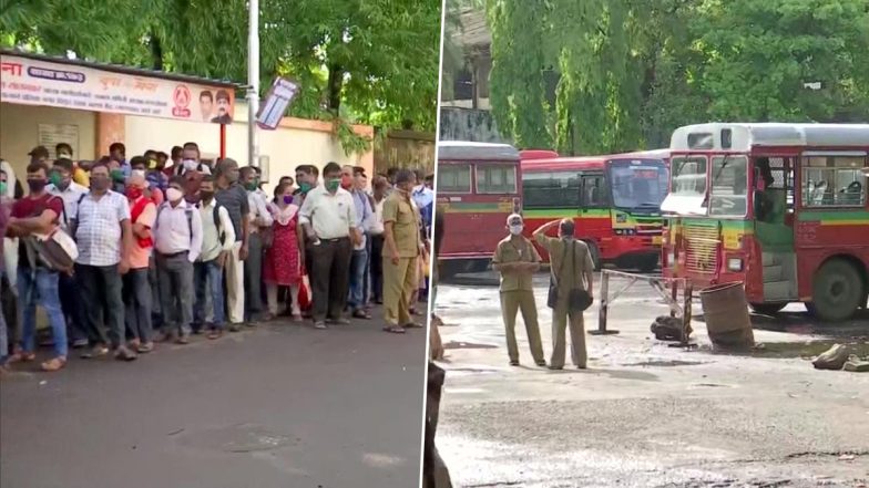 Maharashtra Corona Unlock: आज से मुंबई में Bus सेवा शुरू, प्रतीक्षा नगर बस डिपो के बाहर लोगों की लंबी कतार