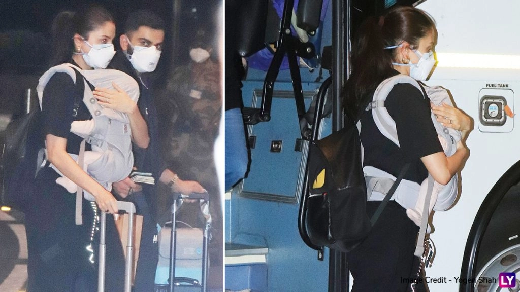 अनुष्का शर्मा अपनी बेटी वामिका को सीने से लगाए एयरपोर्ट पर हुईं स्पॉट, पति विराट कोहली भी दिखे संग 