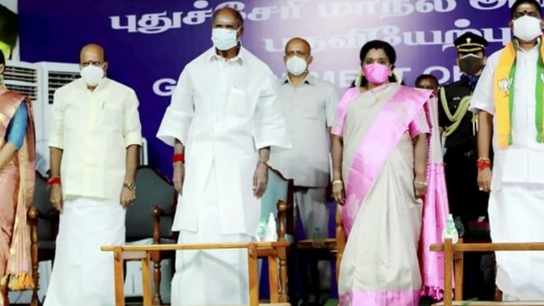 Puducherry Cabinet पुडुचेरी कैबिनेट में 5 मिनिस्टर शामिल, 41 साल बाद राज्य को मिली महिला मंत्री