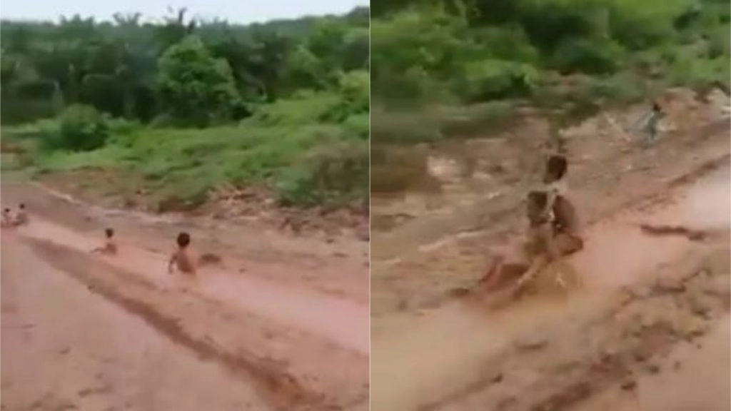 कीचड़ से लथपथ सड़क पर मिट्टी में लोट-पोट होकर खेलते दिखे बच्चे, Viral Video देख ताजा हो जाएगी बचपन की यादें
