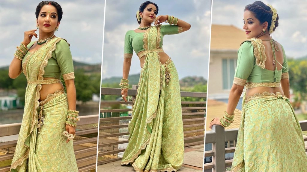 मोनालिसा ने हरी साड़ी पहनकर दिखाया खूबसूरत भारतीय स्टाइल, ट्रेडिशनल लुक देखकर हर कोई है सन्न
