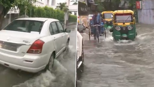 लखनऊ में भारी बारिश से शहर के कुछ हिस्सों में भरा पानी, देखें वीडियो