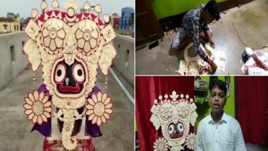 ओडिशा: पुरी के विश्वजीत नायक ने आइसक्रीम स्टिक से बनाई 'भगवान जगन्नाथ की गजानन बेशा' की लघु प्रतिमा बनाई, देखें तस्वीरें