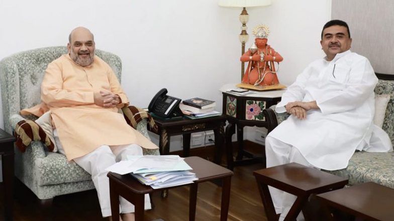 बीजेपी नेता Suvendu Adhikari ने गृह मंत्री Amit Shah से की मुलाकात, देखें तस्वीर