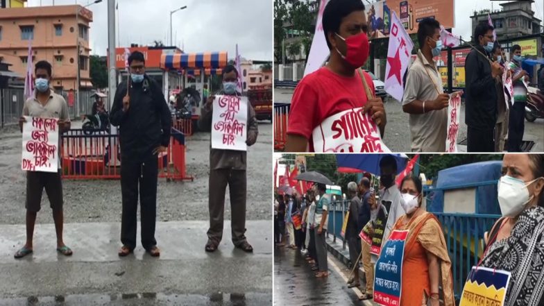 West Bengal: पेट्रोल-डीजल और एलपीजी के बढ़ते कीमतों के बीच लेफ्ट पार्टियों ने सिलीगुड़ी में किया विरोध प्रदर्शन, देखें तस्वीर