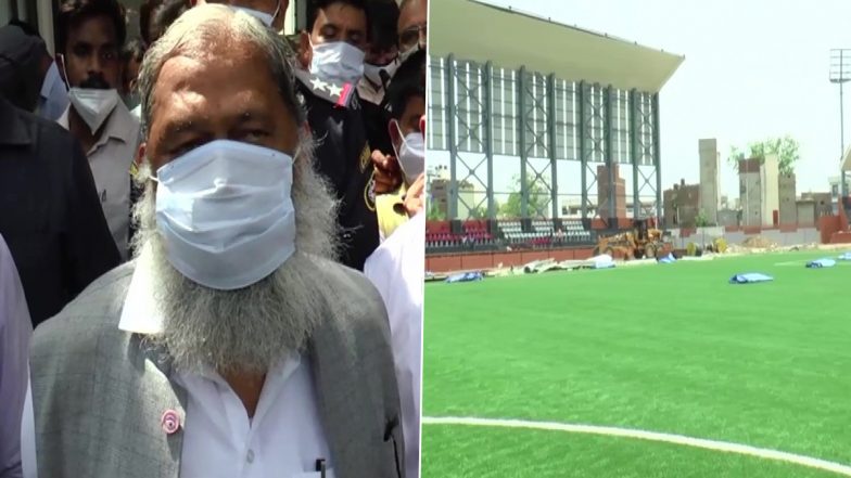 Haryana: गृहमंत्री Anil Vij ने अंबाला में बन रहे फुटबॉल स्टेडियम का जायजा लिया, देखें तस्वीर