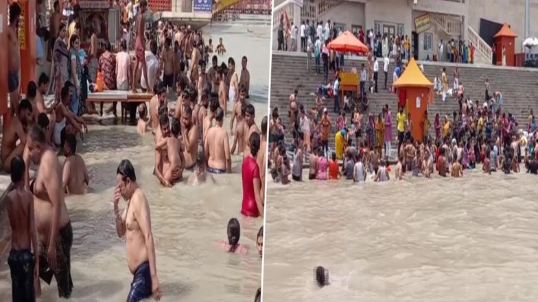Uttarakhand: कोरोना प्रतिबंधों में छूट मिलने के बाद बड़ी संख्या में लोग पहुंचे हर की पौड़ी घाट, देखें तस्वीर
