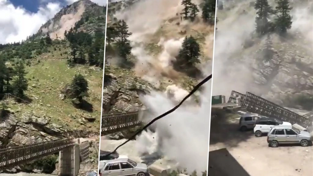 किन्नौर में चट्टानें गिरने से पुल टूटा