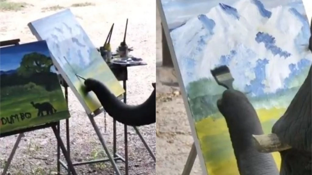 कलाकार बना हाथी, कैनवास पर ब्रश की मदद से पेंटिंग करते गजराज का मनमोहक वीडियो देख बन जाएगा आपका दिन 