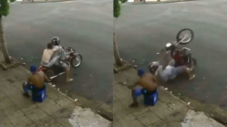 हवा में बाइक को उछालकर स्टंट करना शख्स को पड़ा भारी, बिगड़ा बैलेंस और फिर… (Watch Viral Video)
