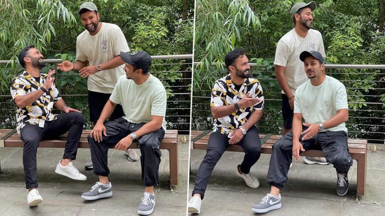Eng vs Ind Test Series 2021: दिनेश कार्तिक और शार्दुल ठाकुर के बीच बुरे फसें रोहित शर्मा, तस्वीर शेयर कर बताया...