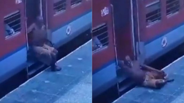 बाल-बाल बची बुजुर्ग यात्री की जान, चलती ट्रेन से उतरने की कोशिश में नीचे गिरा तो कॉन्स्टेबल ने ऐसे बचाई उसकी जिंदगी (Watch Viral Video)