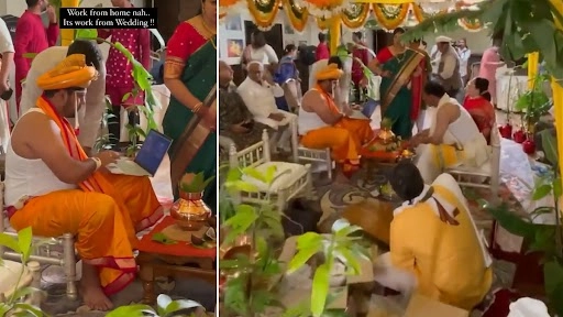 मंडप में दूल्हे का लैपटॉप पर 'वर्क फ्रॉम वेडिंग क्लिप वायरल, वीडियो देख लोगों ने दिए जबरदस्त रिएक्शन