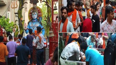 Uttar Pradesh: सावन महीने के अंतिम सोमवार के दिन श्रद्धालुओं ने मुरादाबाद के कामेश्वर महादेव मंदिर में पूजा की