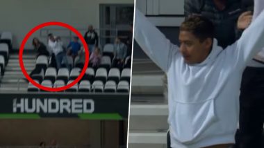 The Hundred: स्टेडियम में बैठे दर्शक ने लपका हैरतअंगेज कैच, देखकर आपके भी उड़ जाएंगे होश (देखें वीडियो)