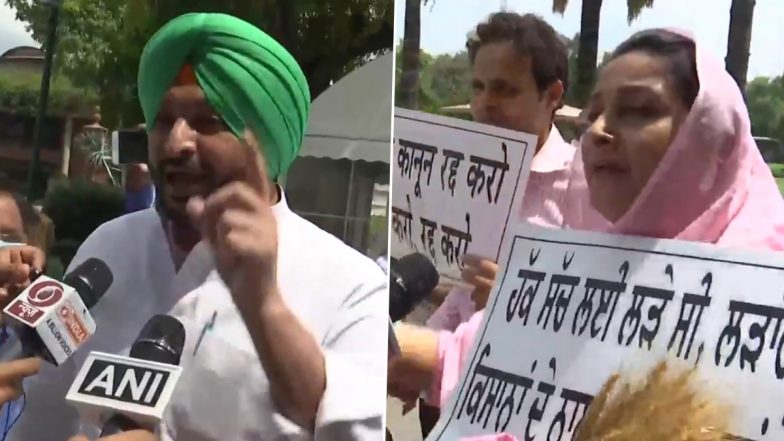 कृषि कानून: संसद के गेट पर ही भिड़ गए कांग्रेस के रवनीत सिंह बिट्टू और SAD की हरसिमरत कौर बादल (Watch Video)