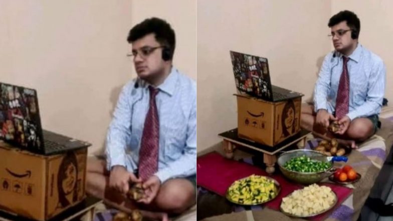 Viral Pic: वर्क फ्रॉम होम के दौरान सब्जी काटते हुए शख्स की तस्वीर हुई वायरल, जिसे देख चकरा जाएगा आपका सिर