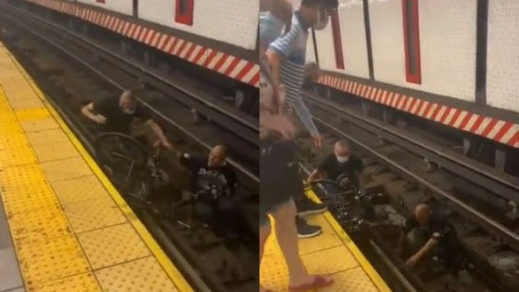 न्यूयॉर्क में मेट्रो ट्रेन की पटरी पर गलती से गिरा व्हीलचेयर पर बैठा शख्स, Viral Video में देखें कैसे बाल-बाल बची उसकी जान