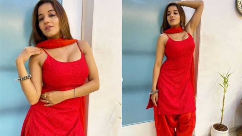 Monalisa Desi Look: रेड कलर के ड्रेस में मोनालिसा ने बरपाया कहर, एक्ट्रेस के देसी लुक पर फिदा हुए फैन्स