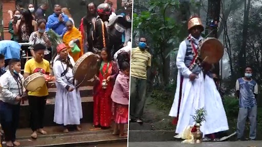 Janai Purnima: नेपाल में शमंस द्वारा धूम धाम से मनाया गया जनई पूर्णिमा, ढोल बजाकर शिव मंदिर के लगाए चक्कर, देखें वीडियो