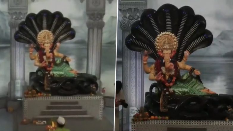 Mumbai: लालबागचा राजा पंडाल में भगवान गणेश की आरती की गई, देखें वीडियो