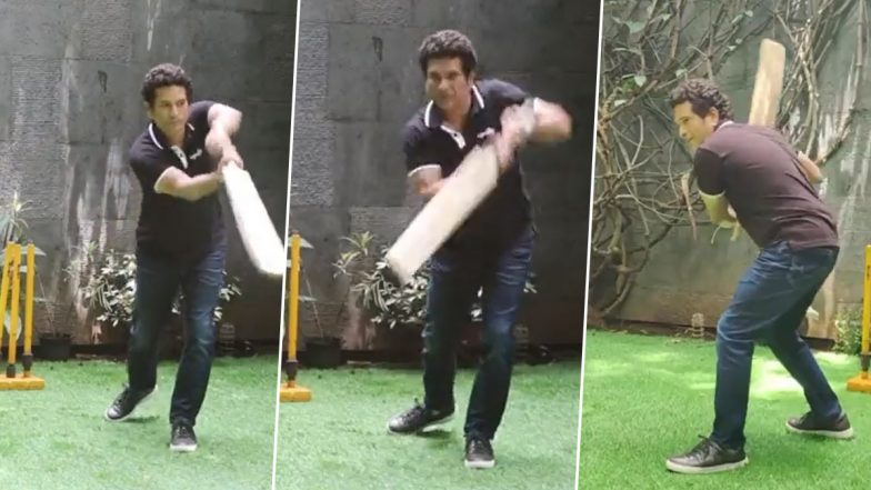 IPL 2021: एमआई और सीएसके मुकाबले से पहले बल्लेबाजी में हाथ आजमाते नजर आए Sachin Tendulkar, देखें वीडियो