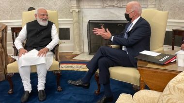 PM Mod-Biden Bilateral Meeting: प्रधानमंत्री नरेंद्र मोदी पहुंचे व्हाइट हाउस, अमेरिकी राष्ट्रपति जो बाइडेन के साथ शुरू हुई द्विपक्षीय बैठक (Watch Video)