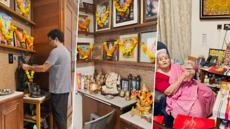Sachin Tendulkar ने Ganesh Chaturthi के शुभअवसर पर भगवान गणेश सही अन्य देवी देवताओं की पूजा की, देखें वीडियो