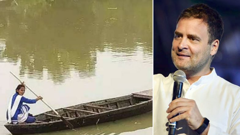 पढ़ाई का ऐसा जुनून की बाढ़ में नाव चलाकर स्कूल जा रही लड़की, राहुल गांधी ने फोटो शेयर कर यूं की संध्या की तारीफ