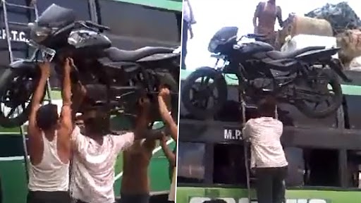 Desi Jugad Video: बाइक को बस पर चढ़ाने के लिए शख्स ने किया देसी जुगाड़, वीडियो देख हो जाएंगे हैरान