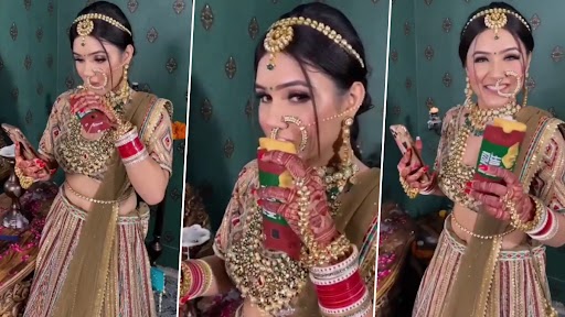 Viral Video: भूखी दुल्हन का शादी से पहले पिज्जा मैकपफ खाने का क्लिप वायरल, वीडियो देख आ जाएगी हंसी