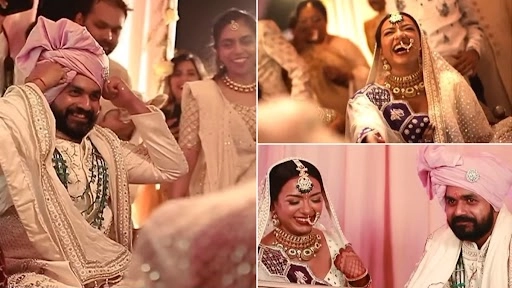 दुल्हन की एंट्री पर दूल्हे ने उतारी नज़र, वेडिंग वीडियो देख हो जाएंगे मंत्रमुग्ध