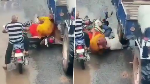Gujarat Accident Video: बाइक सवार शख्स के सिर पर चढ़ गई गाड़ी, हेलमेट ने ऐसे मौत को दिया चकमा, देखें शॉकिंग वीडियो