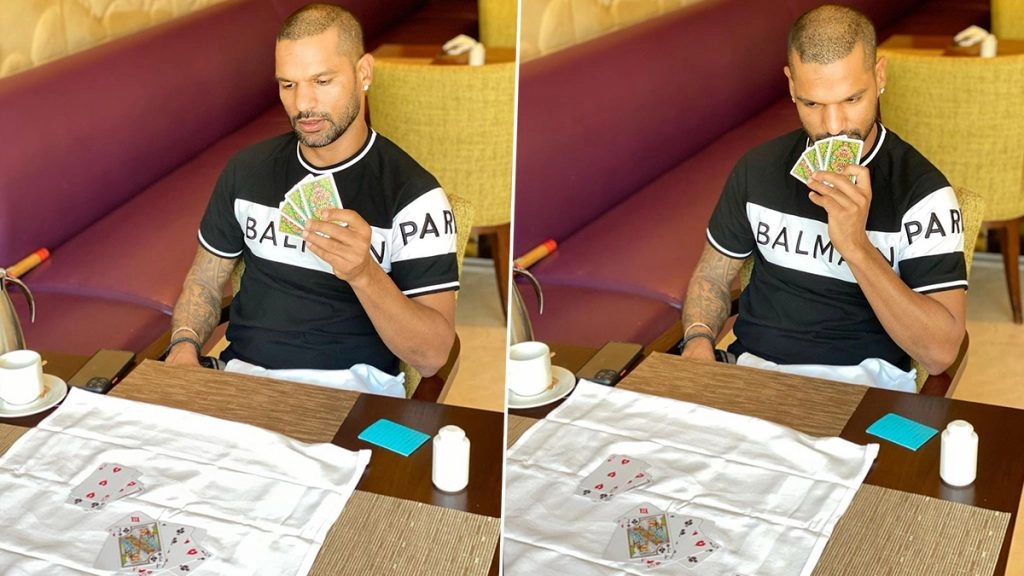 चेन्नई के खिलाफ अहम मुकाबले से पहले ताश के पत्तों के साथ गणित सुलझाते नजर आए Shikhar Dhawan, देखें तस्वीर 