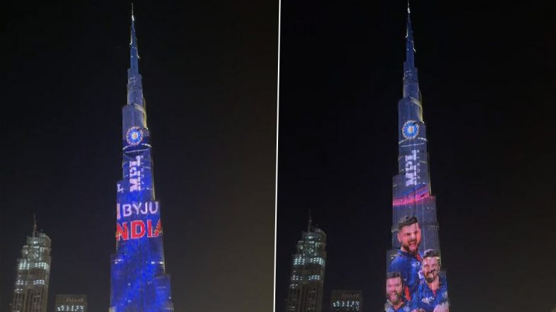 India Jersey For T20 World Cup 2021: दुनिया की सबसे ऊंची इमारत बुर्ज खलीफा पर वर्ल्ड कप से पहले दिखाई गई टीम इंडिया की जर्सी (देखें वीडियो)