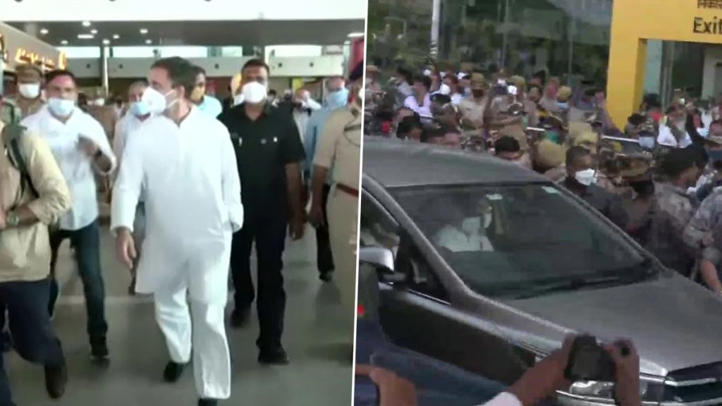 राहुल गांधी लखनऊ एयरपोर्ट से सीतापुर के लिए रवाना